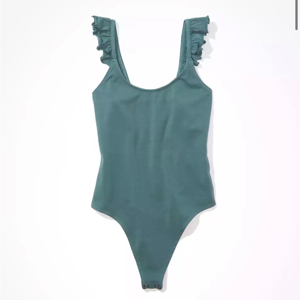 Aerie Ruffle Strap Bodysuit - Green